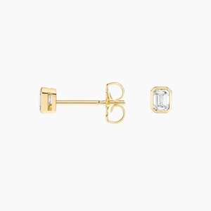 14K Yellow GoldEmerald Cut Lab Diamond Bezel Stud Earrings