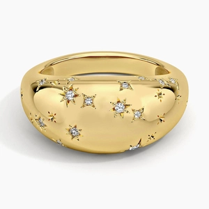 Leo Zodiac Constellation Diamond Dome Ring
