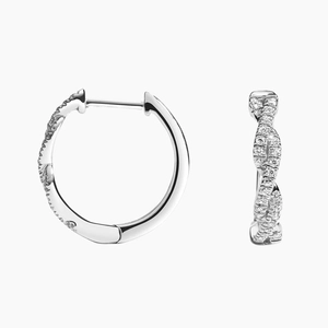 18K White GoldTwisted Vine Diamond Hoop Earrings