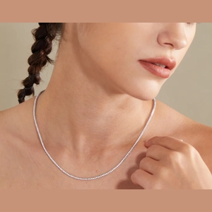 Classic Diamond Tennis Necklace, 1.5mm