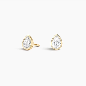 14K Yellow GoldPear Shaped Lab Diamond Bezel Stud Earrings