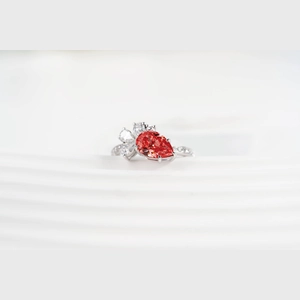 Red Pear Diamond Ring