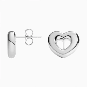 Heart Shaped Tube Stud Earrings