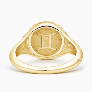 Gemini Zodiac Diamond Signet Ring
