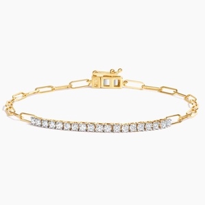 14K Yellow GoldPaperclip Lab Diamond Tennis Bracelet (1/2 ct. tw.)