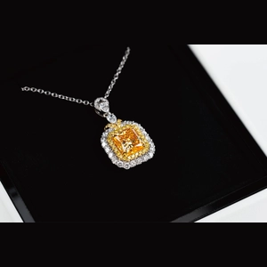 Yellow Cushion Diamond Necklace