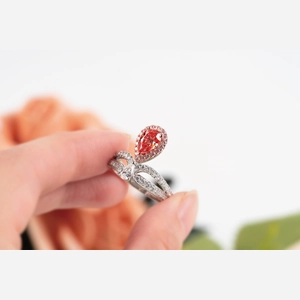 Red Pear Diamond Ring