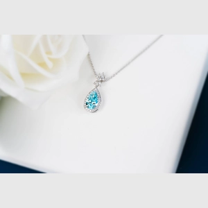 Blue Pear Diamond Necklace
