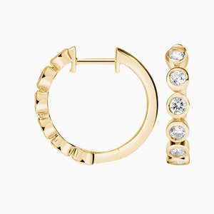 14K Yellow GoldLab Diamond Bezel Hoop Earrings