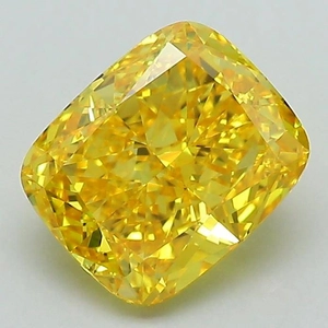 2.00 Ct. Fancy Vivid Yellow Cushion Lab Grown Diamond