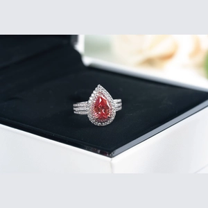 Red Pear Diamond Ring