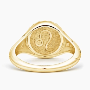Leo Zodiac Diamond Signet Ring