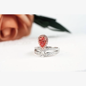 Red Pear Diamond Ring
