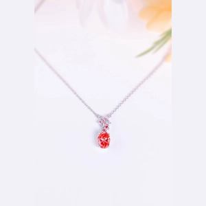 Red Oval Diamond Necklace