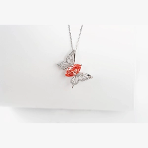 Red Marquise Diamond Necklace