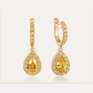 Halo Diamond Drop Earrings