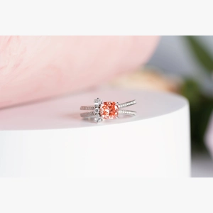 Red Cushion Diamond Ring