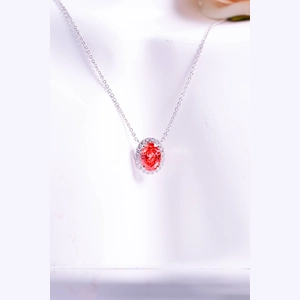 Red Oval Diamond Necklace