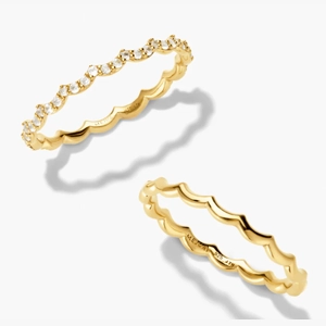 Slim Charlotte Stacker Set 18k Gold Vermeil, Lab Grown White Sapphire