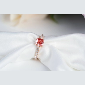 Red Cushion Diamond Ring