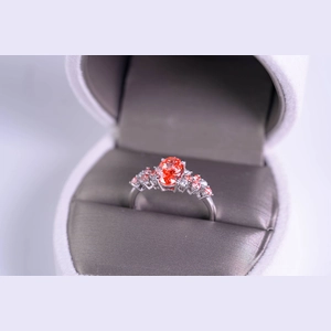 Red Oval Diamond Ring