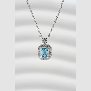 Blue Emerald Diamond Necklace