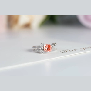 Red Cushion Diamond Ring