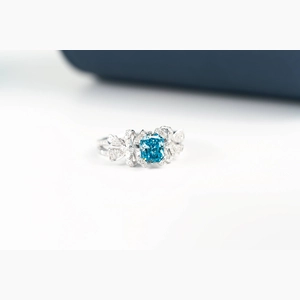 Blue Radiant Diamon Ring