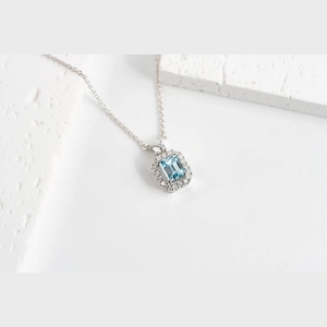Blue Emerald Diamond Necklace