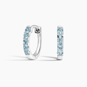 14K White GoldSoiree Aquamarine Huggie Earrings