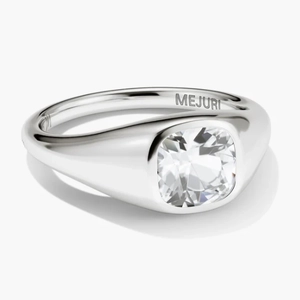 Jude Pinky Signet Ring Lab Grown White Sapphire, Sterling Silver