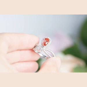 Red Pear Diamond Ring
