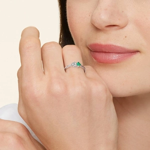 Paige Emerald and Diamond Ring