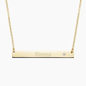 Engravable Horizontal Bar Diamond Pendant