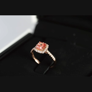 Red Radiant Diamond Ring