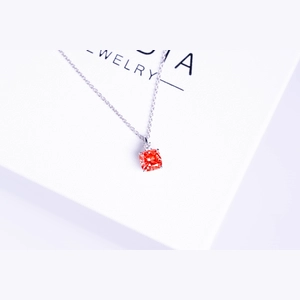 Red Cushion Diamond Necklace