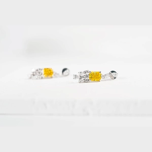 Yellow Radiant Diamond Earings