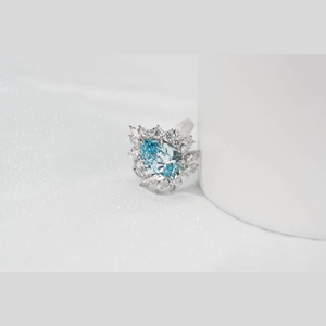 Blue Pear Diamond Ring