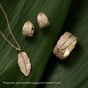 14K Yellow GoldJane Goodall Pavé Leaf Lab Diamond Huggie Earrings (2/5 ct. tw.)