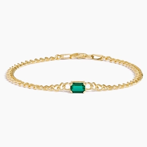 14K Yellow GoldKendall Lab Grown Emerald Chain Bracelet