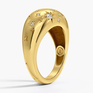 Aquarius Zodiac Constellation Diamond Dome Ring