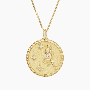 14K Yellow GoldVirgo Zodiac Diamond Pendant