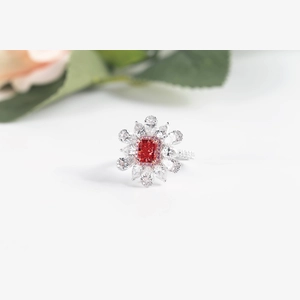 Red Radiant Diamond Ring