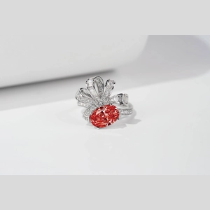 Red Oval Diamond Ring