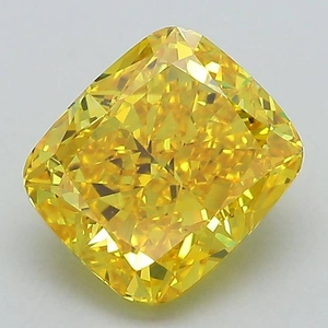2.50 Ct. Fancy Vivid Yellow Cushion Lab Grown Diamond