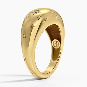 Leo Zodiac Constellation Diamond Dome Ring