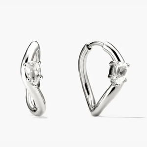 Dôme Figure Balance Hoops Sterling Silver, Lab Grown White Sapphire