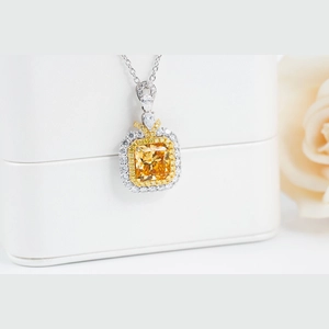 Yellow Cushion Diamond Necklace
