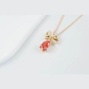 Red Pear Diamond Necklace