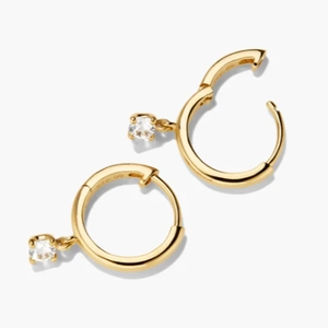 Round Lab Grown Sapphire Hoops 18k Gold Vermeil, Lab Grown Sapphire